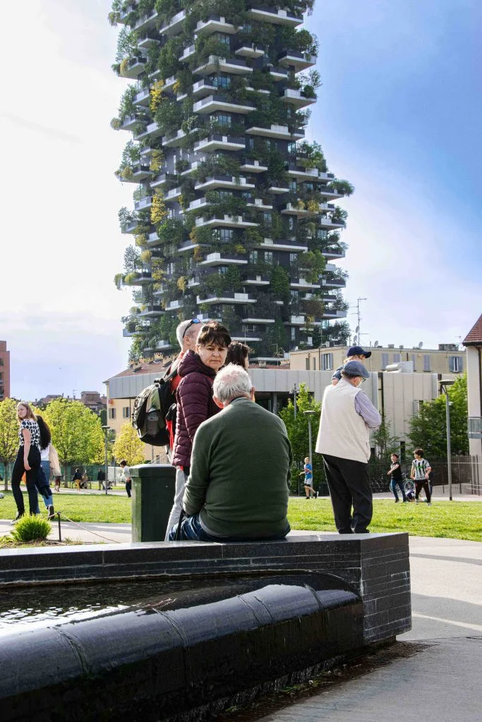 Bosco Verticale mit Parco Biblioteca degli Alberi, Mailand. Fotograf: Thomas Greiner